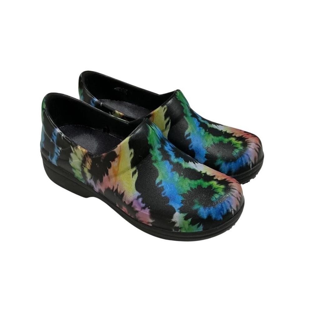 Crocs Clogs Shoes Womens 6 37 Black Multi Neria Pro II Tie Dye Work Nurse Chef